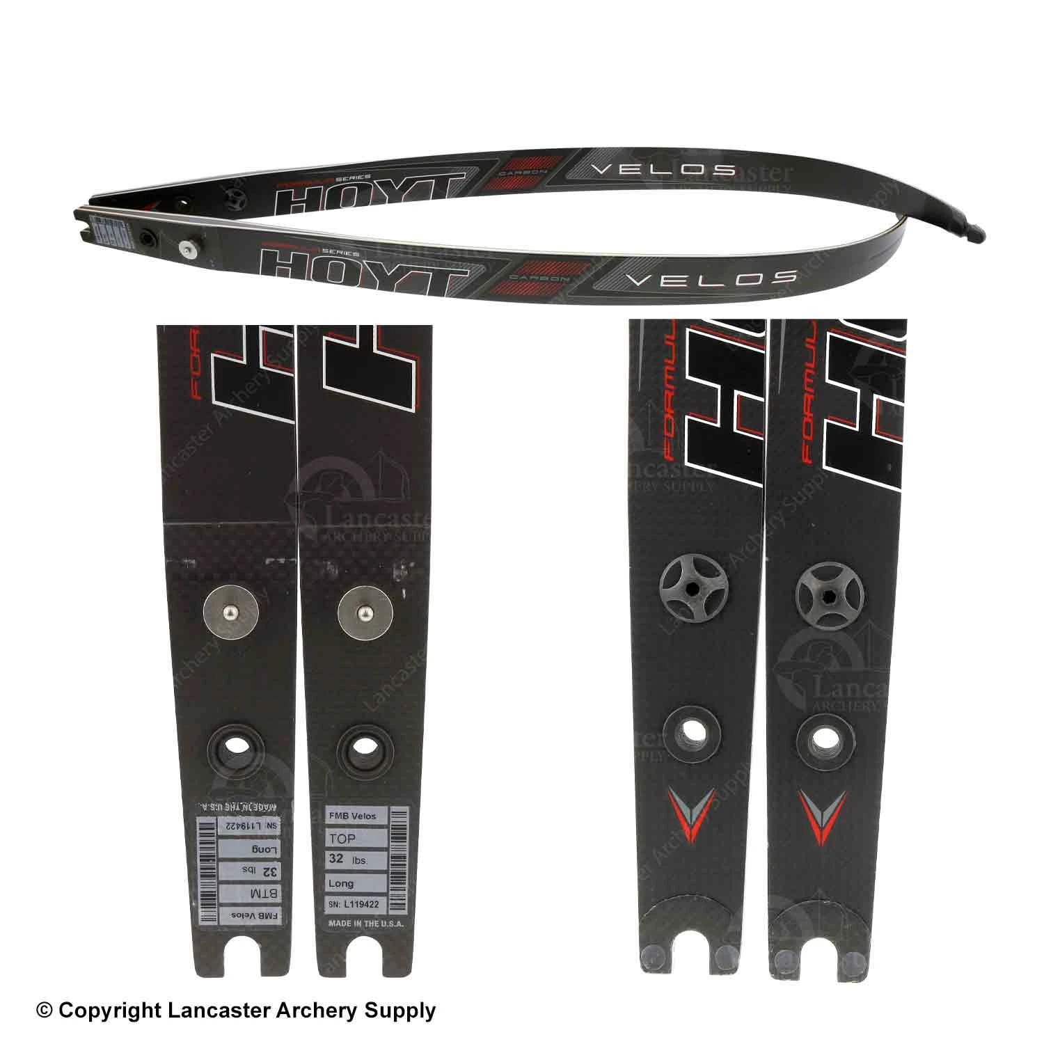 Hoyt Formula Carbon Velos Recurve Limbs (Matte Finish) (Open Box X1030214) 2 Hoyt Formula Carbon Velos Recurve Limbs (Matte Finish) (Open Box X1030214) - Image 2